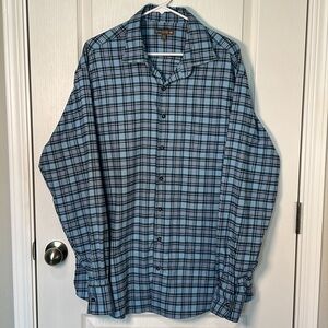 Peter Millar Men’s Crown Sport Plaid Button Down Short Flannel Blue Size XL